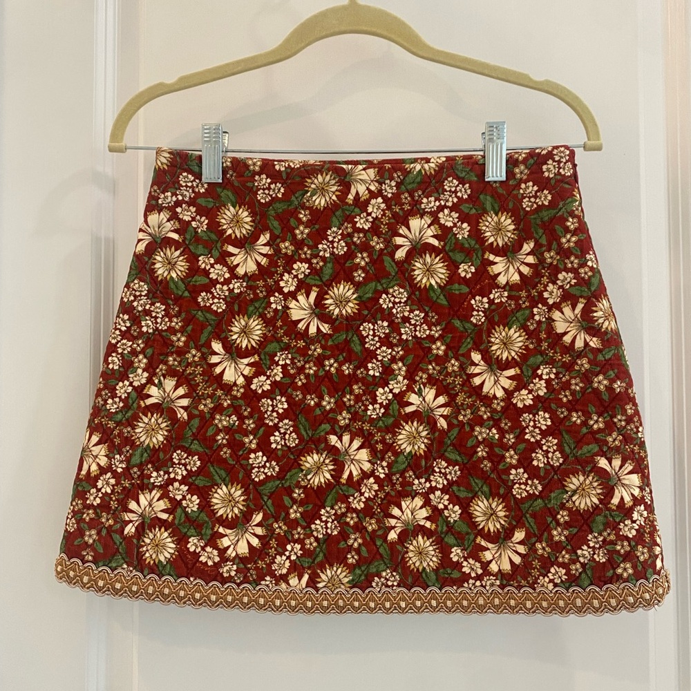 Cara Cara Red Floral Mini Skirt